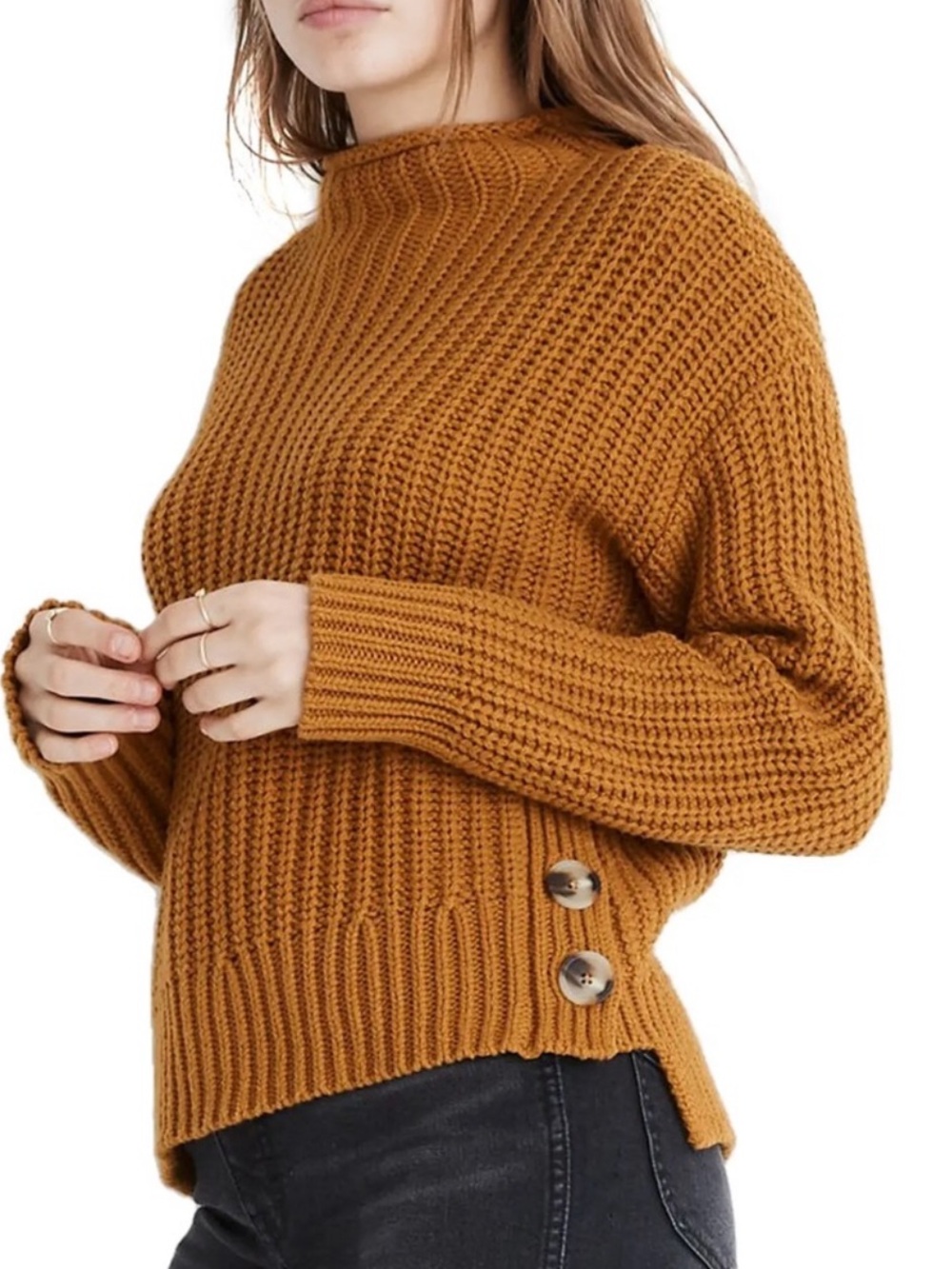 Madewell Wool Blend Mock Neck Side-Button Pullover Sweater Women’s Size XS